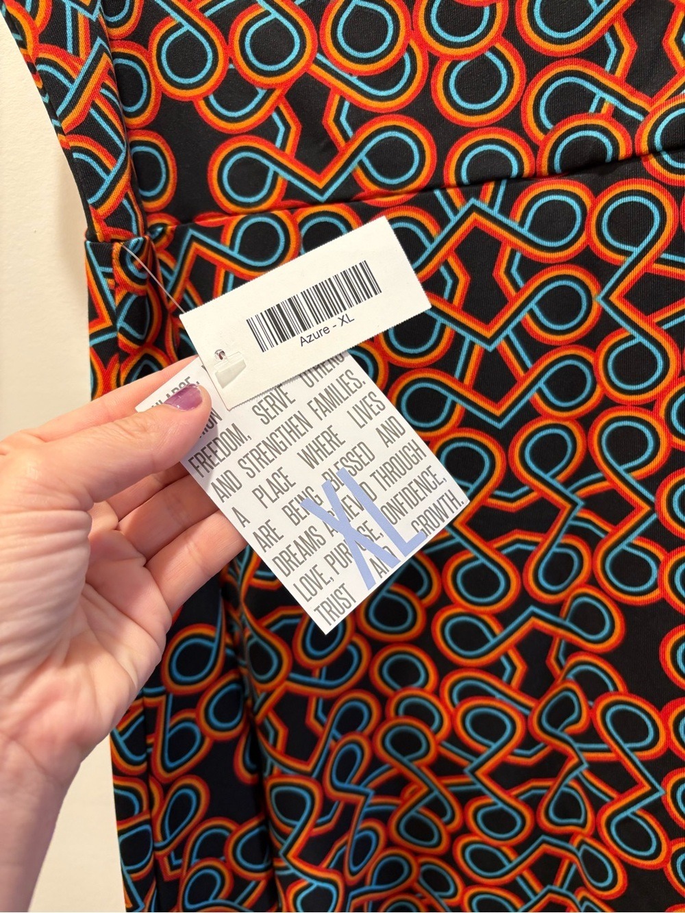 Retro Mod Geometric A-Line Midi Skirt XL Black Orange Blue NWT LuLaRoe Azure - Picture 5 of 7